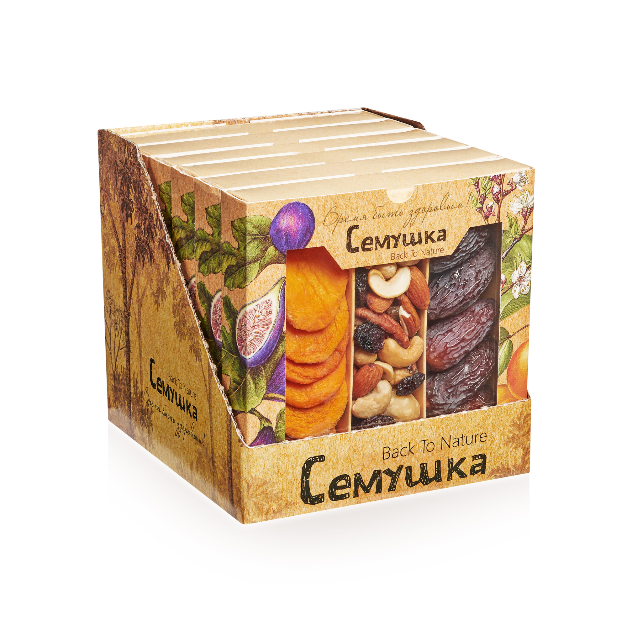 Набор орехов с королевскими финиками и персиками «Семушка»